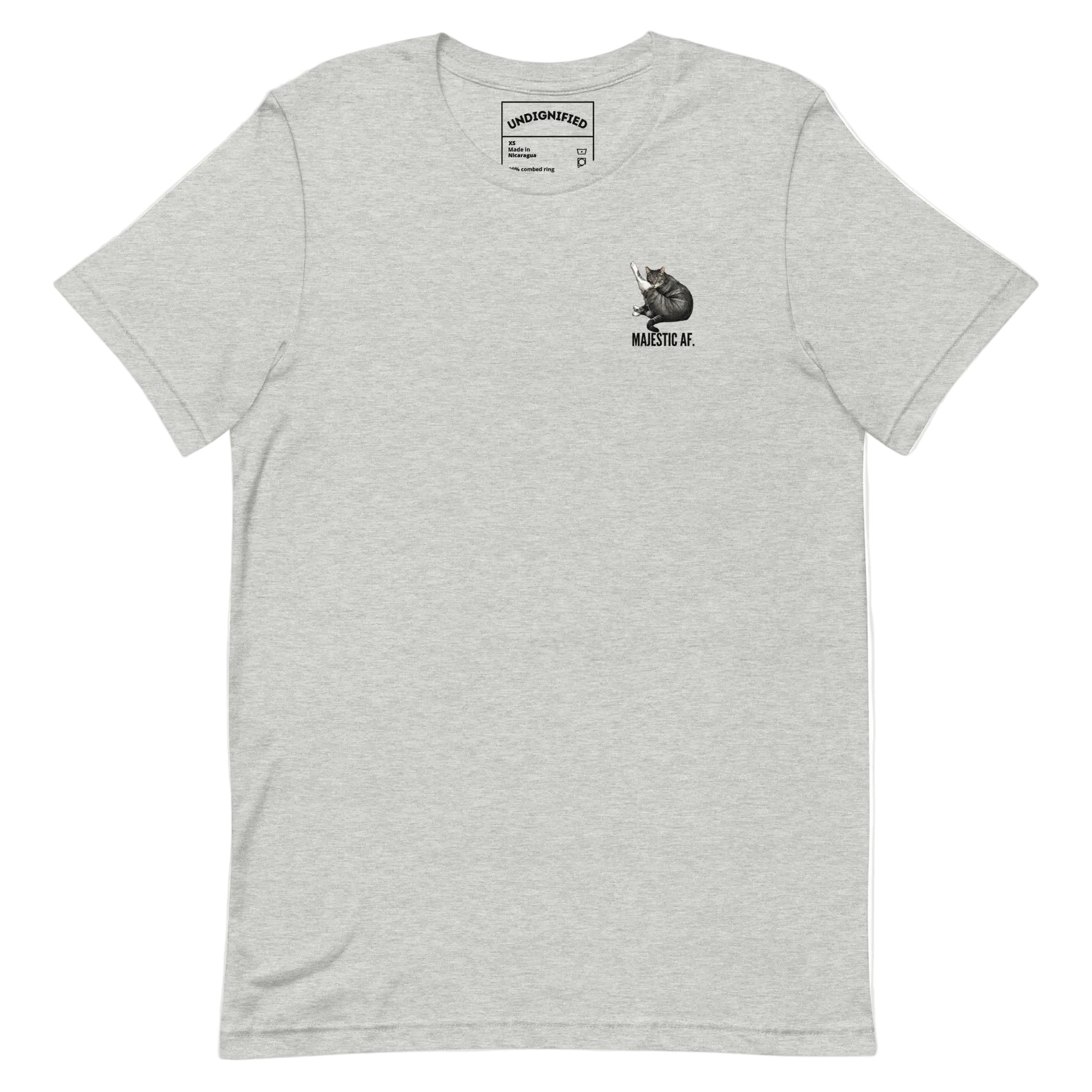Light Grey Minimalist Majestic AF tabby Cat Tee