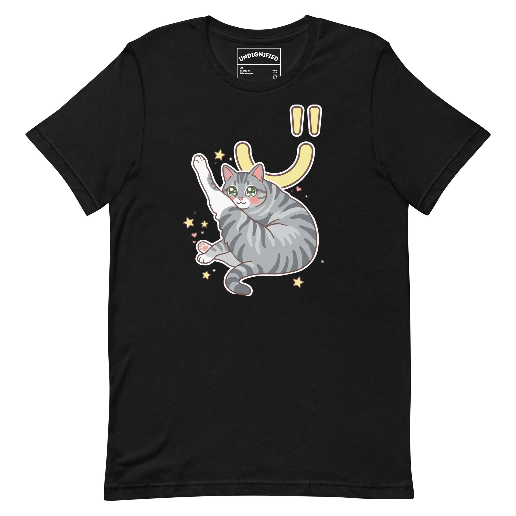 Black ◡̎ Kawaii Tabby Cat T-Shirt