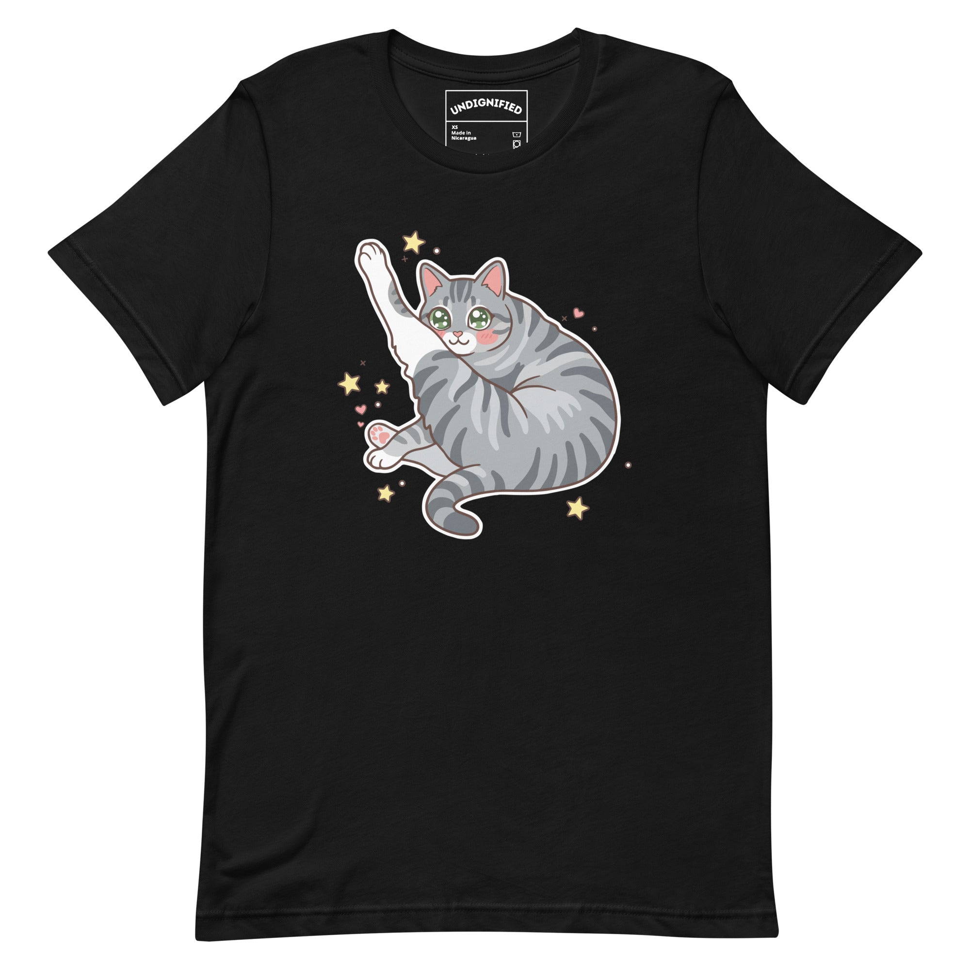 Black Kawaii Tabby Cat Tee