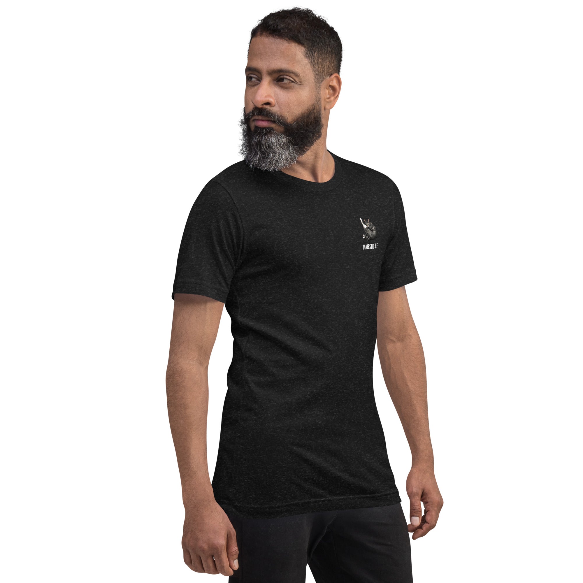 Black Minimalist Majestic AF tabby Cat Tee