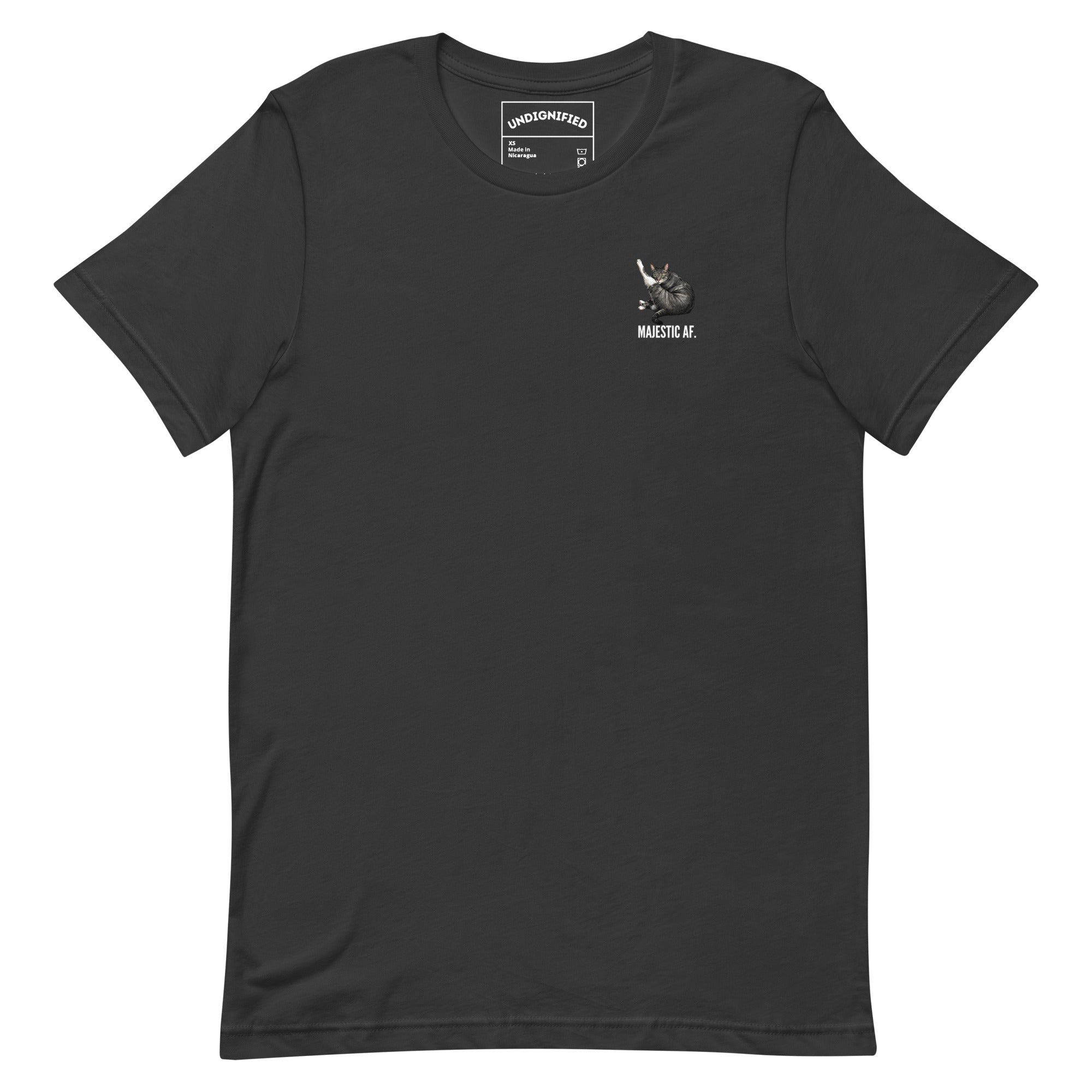 Grey Minimalist Majestic AF tabby Cat Tee