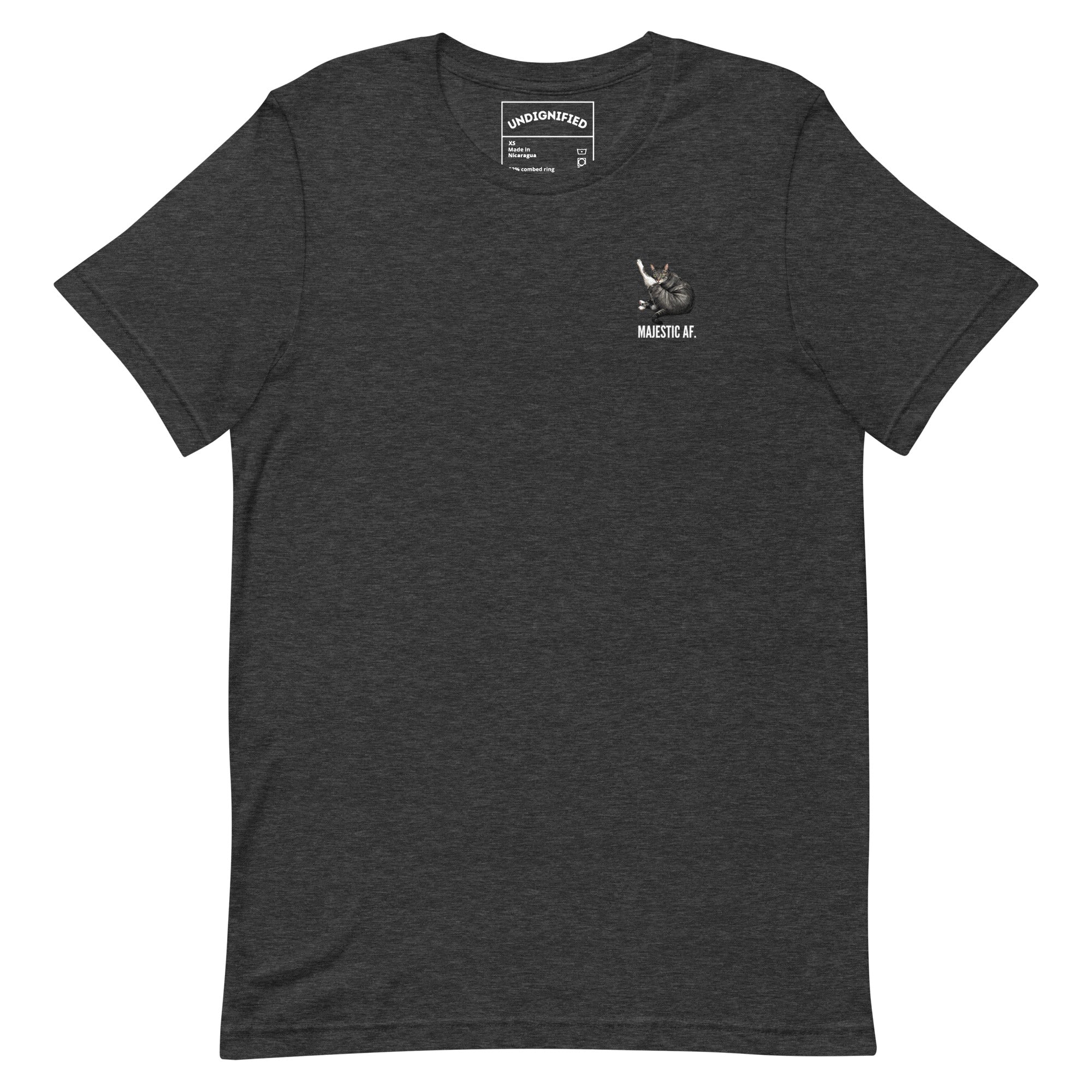 Heather Grey Minimalist Majestic AF tabby Cat Tee