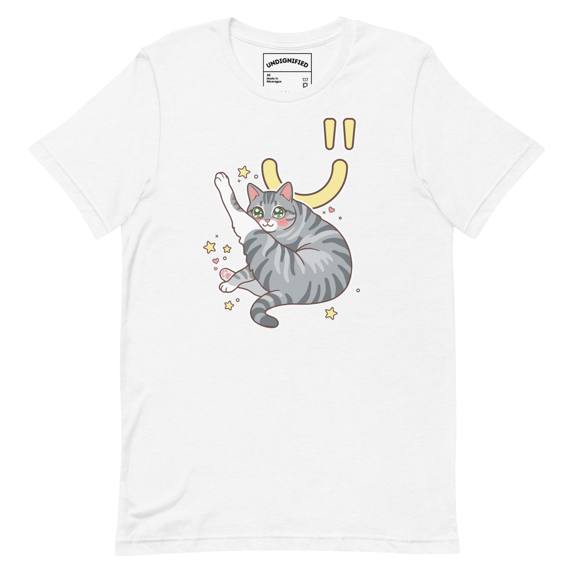 White ◡̎ Kawaii Tabby Cat T-Shirt