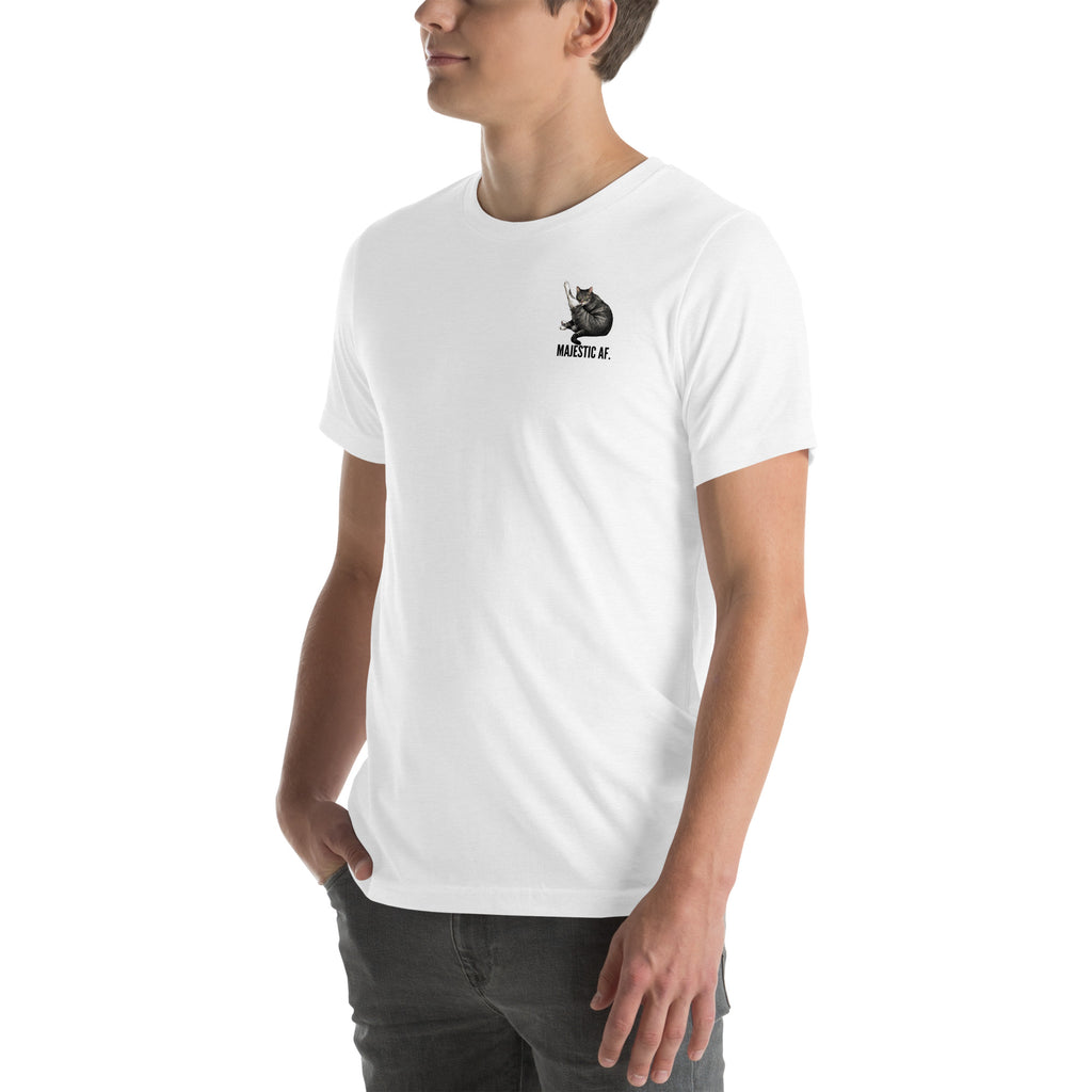 White Minimalist Majestic AF tabby Cat Tee